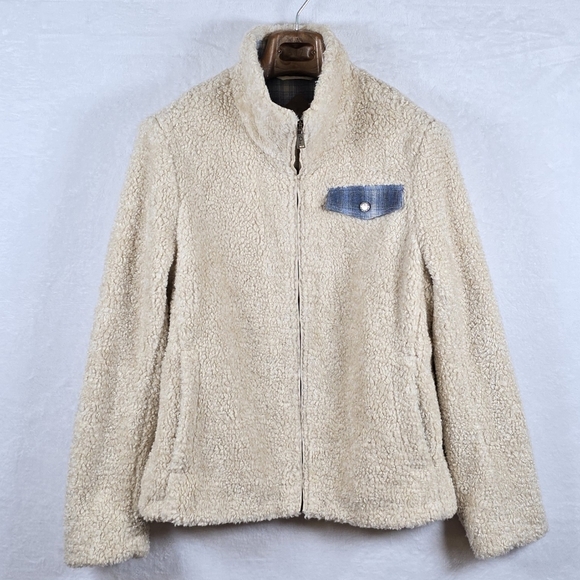 Pendleton Jackets & Blazers - Pendleton Sherpa Jacket Deep Pile Fleece Full Zip Pocket Plaid Detail Women M
